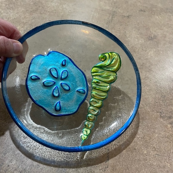 Other - San Dollar & Sea Shell Fused Art Glass Plate 7” Round